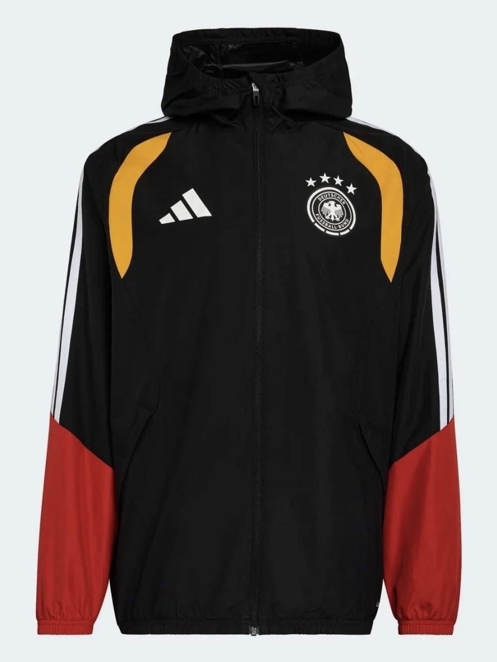 adidas Men’s Black Germany Training Windbreaker Jacket with Red & Gold Accents